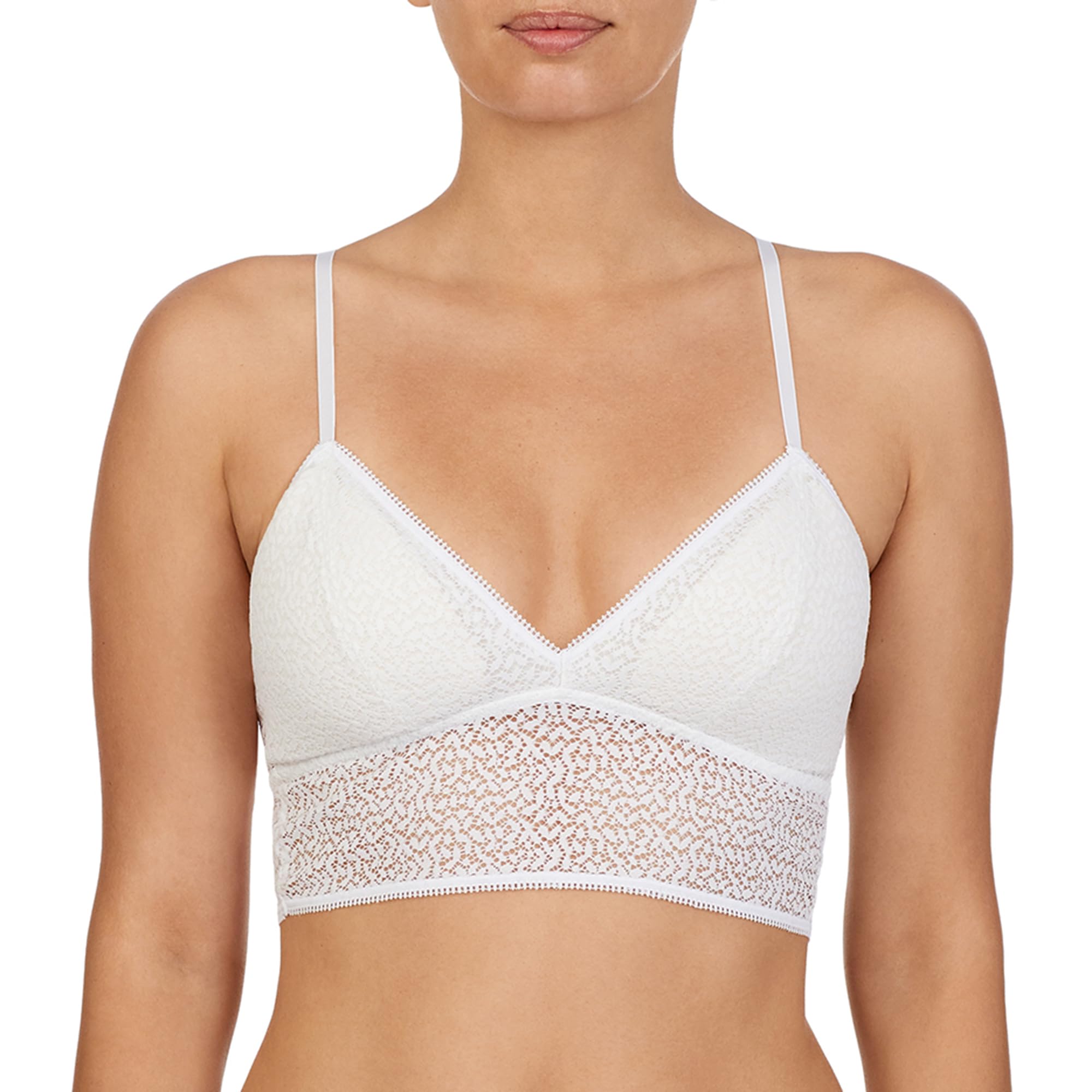 DKNY Women’s DKNY Modern Lace Unlined Demi Bra Bra, poplin White, 34A