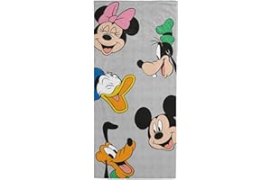 JAY FRANCO Disney Mickey Mouse & Friends Kids Bath Pool Beach Towel - Super Soft & Absorbent 100% Cotton Towel, Measures 28 x 58 Features, Minnie Mouse, Donald Duck, Goffy & Pluto