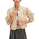 Wanzetaly Women's Faux Suede Jacket Casual Oversized Leather Coat with Pocket Button Bomber Jacket