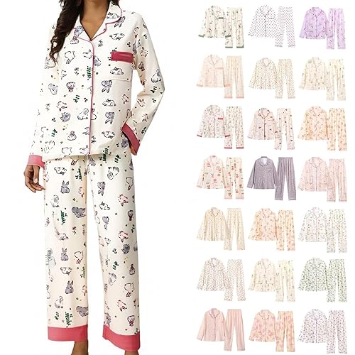 womens lounge, Pyjamas for Women 2 Piece Outfits Women's Fashion Lounges Nightwear Cotton-Like Ladies Pyjama Sleep & Lounge Skin-Friendly Casual Classic Leisure Co Ord Sets (Dark Blue #5, L)