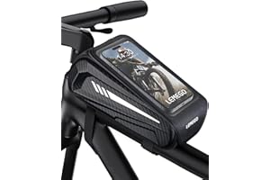 LEMEGO Bike Front Frame Bag EVA Waterproof Bike Phone Holder Bicycle Phone Mount Top Tube Bag Bike Accessories Cycling Pouch with Rain Cover Compatible Phones Under 6.7”