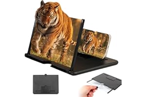GENERIC 2026 Upgraded Big Screen Phone Magnifier,3D HD Screen Amplifier with Foldable Stand, Portable Mobile Phone Magnifier Projector for Movies & Gaming, Universal Compatible with All Smartphones (12in)