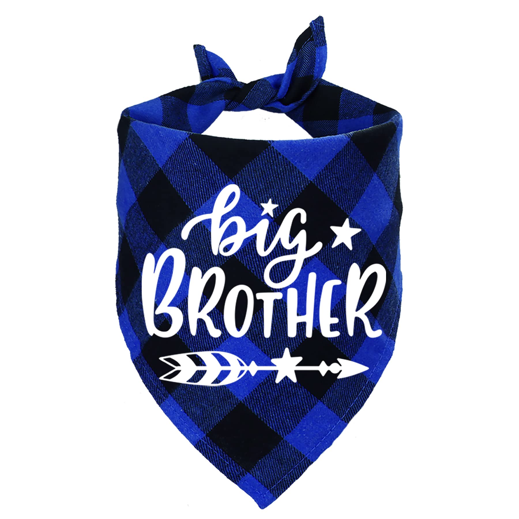 STMK Big Brother Plaid Dog Bandana, Pregnancy Announcement Plaid Dog Bandana, Gender Reveal Photo Prop, Pet Scarf Accessories, Pet Scarves for Dogs (Blue)