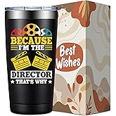 SpenMeta Director Gifts for Men, Women - Christmas Birthday Gifts for Band, Filmmaker, Movie, Theatre Directors - 20oz Because I Am The Director That's Why Tumbler Cup