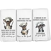 KTYHD Funny Chihuahua Kitchen Towels, Chihuahua Gifts for Women Dish Towels for Kitchen, Funny Chef Dog Hand Towels Decorative Set of 3, Dog Lovers Mom Dad Owner Gifts for Women Dish Cloths
