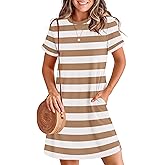 ANRABESS Women's Summer Casual T Shirt Dresses Short Sleeve Crewneck Striped Mini Shift Dress 2026 Beach Vacation Outfits