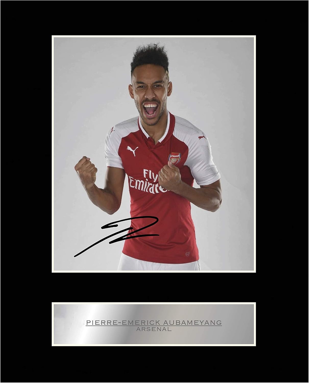 Pierre-Emerick Aubameyang Signed Mounted Photo Display #1 Autographed Gift Picture Print, Multicolor, 25.4L x 20.3W cm