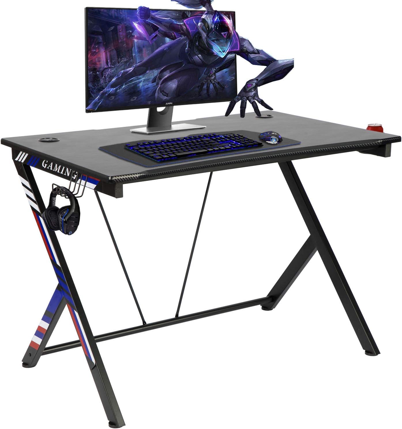Aoxun 43.5'' Gaming Desk, Gaming Table Home Computer Desk with Cup Holder and Headphone Hook Gamer Workstation Game Table, Writing Desk for Home Or Office (43.5" W x 27.6" D)
