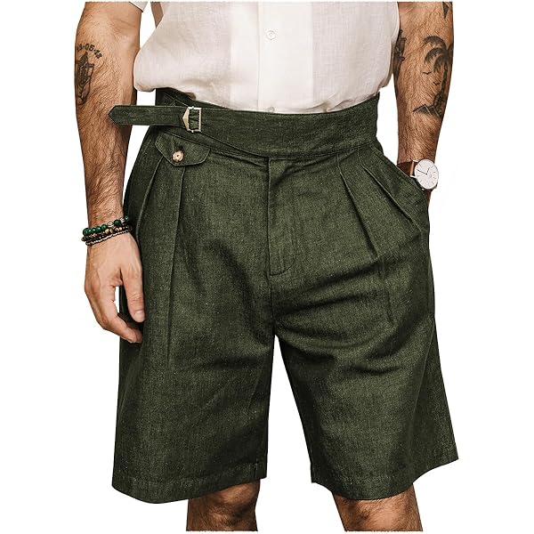 ハーフ・ショートパンツ IONSEOUL Pekker Gurkha Half Pants (3 color) BBU1057 Men's Linen Classic Gurkha Shorts Relaxed Fit Casual Summer