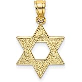 14k Yellow Gold Star of David Pendant Necklace with Ornate Filigree Detailing - Six-Pointed Jewish Symbol for Men or Women - Faith Jewelry and Spiritual Gold Charm for Religious Occasions