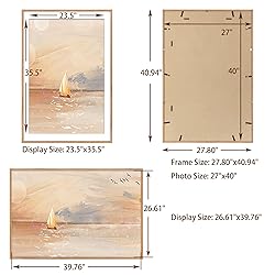 27x40 Picture Frame, Solid Oak Wood 27x40 Poster
