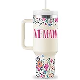 ROSTANTEN Memaw Gifts for Memaw from Grandkids for Birthday Mothers Day Christmas 40oz Travel Cup Insulated Tumbler with Lid & Straw