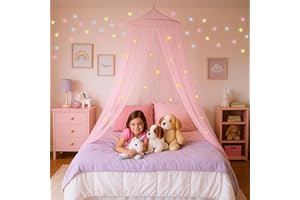 Easy to Install Princess Bed Canopy for Girls Room – Extra 100 Stars for Decorating Walls & Ceilings NOT for Mesh Net– Durabl