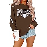 FAYALEQ Game Day Sweatshirts Women Football Sweatshirt Football Rugby Pullovers Casual Game Day Fan Pullover Top