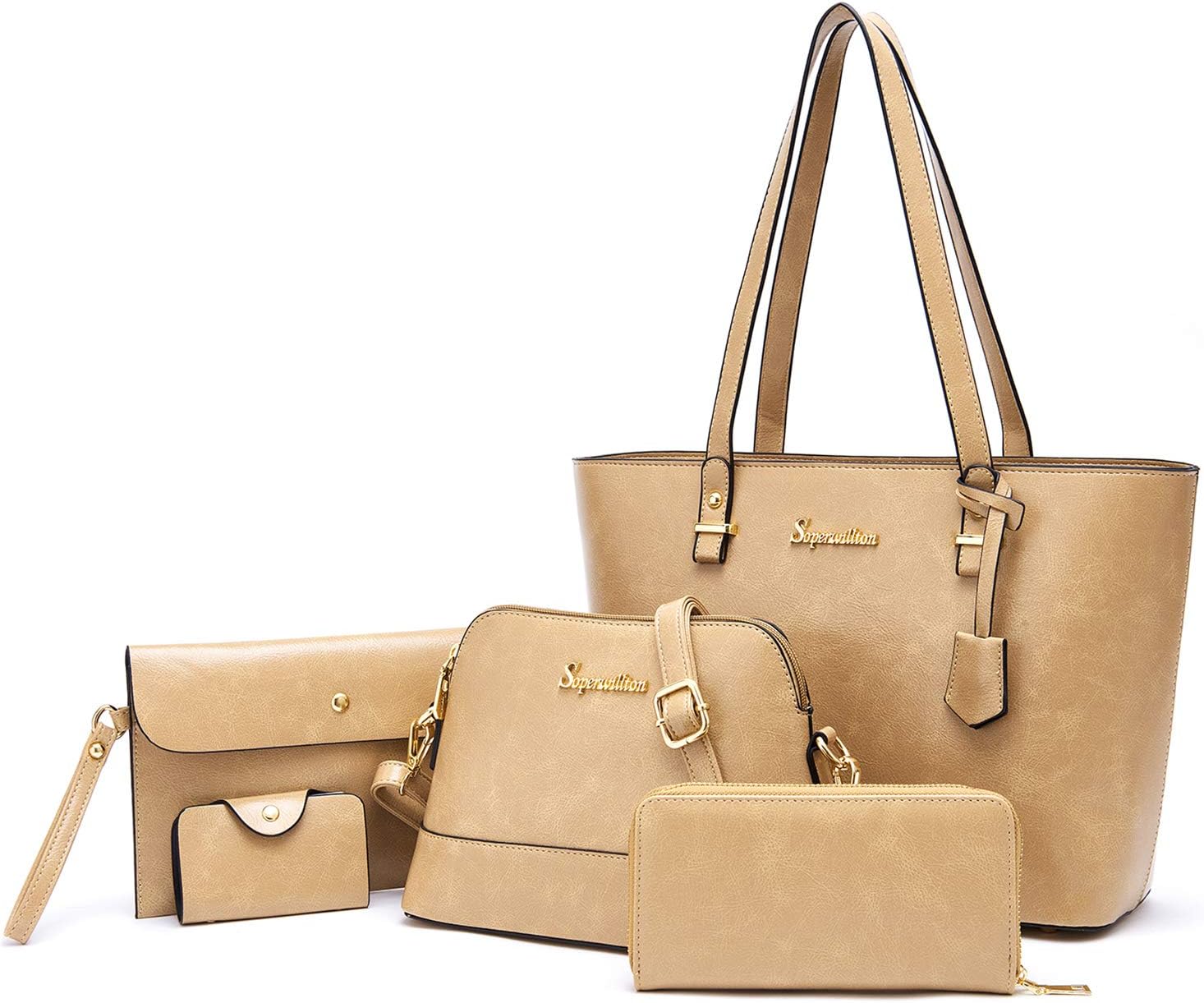 Soperwillton Purse and Wallet Set for Women Handbag Ladies Tote Shoulder Bag Hobo Satchel Purse 5pcs