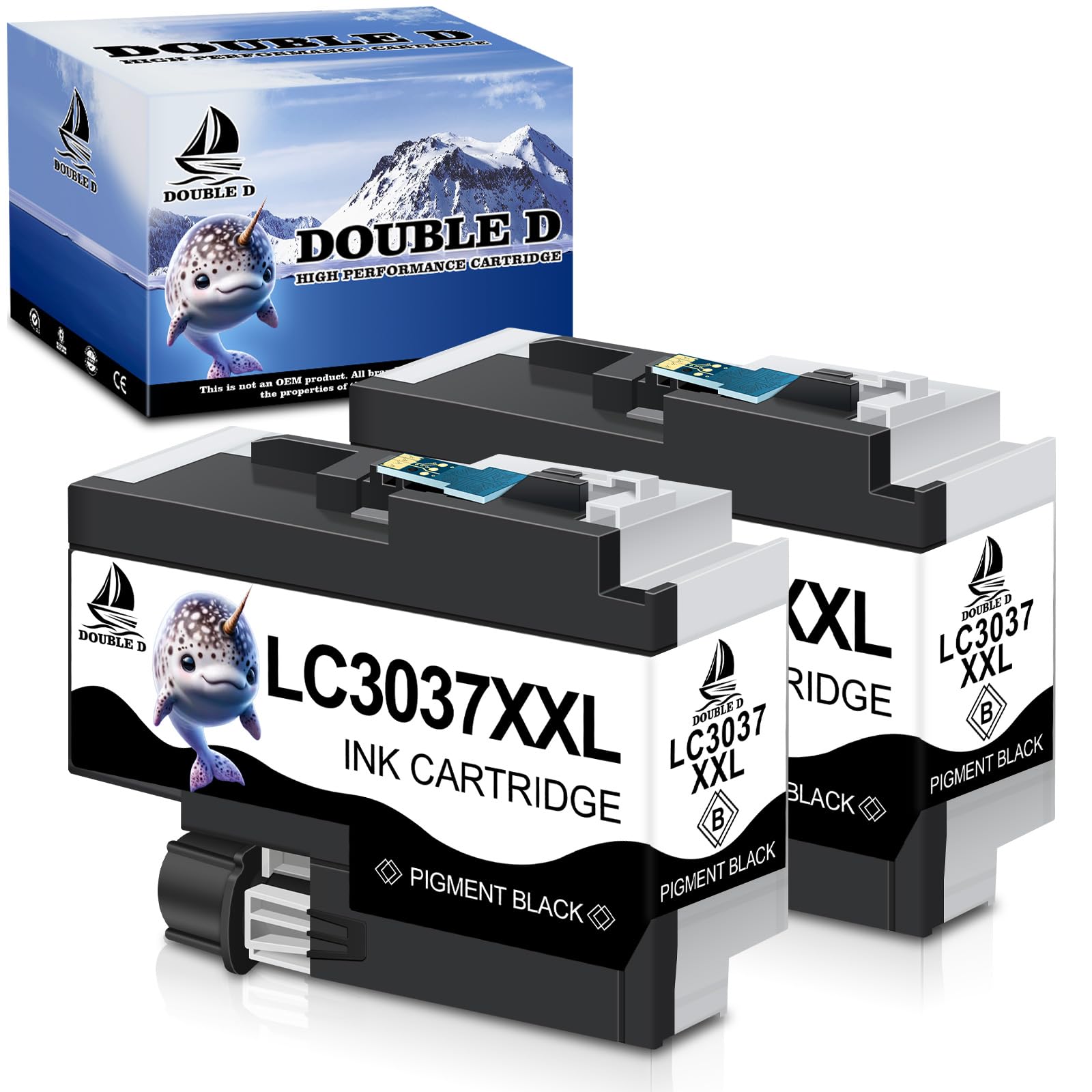 Photo 1 of DOUBLE D Compatible Ink Cartridge Pigment Replacement for Brother LC3037 XXL LC3037XXL LC3037BK for MFC-J5845DW MFC-J5845DW MFC-J5945DW MFC-J6545DW MFC-J6945DW MFC-J6545DW XL (2-Pack Black)