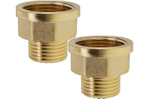BERANMEY 2 Pack Brass Pipe Fittings, 1/2" to 3/4" Pipe Reducer Adapter Coupler, 1/2" NPT Male Pipe x 3/4" NPT Female Pipe Fitting