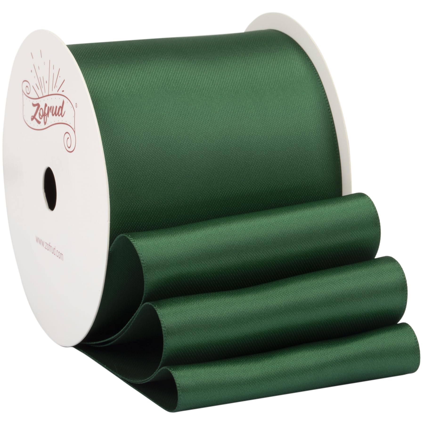 Zofrud Forest Green Satin Ribbon 63mm x 9 Meters - Large Ribbon Ideal for Bows, Gift Wrapping, Flower Bouquet, and Crafts