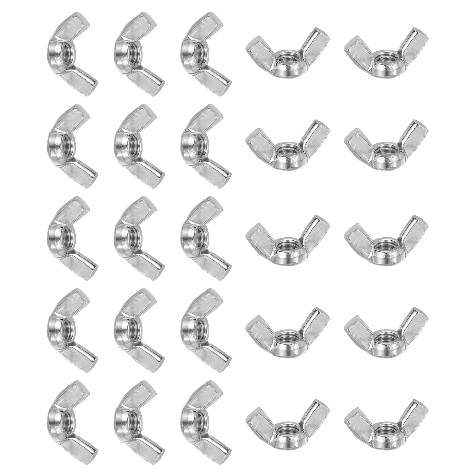 PATIKIL 1/4"-20 Wing Nuts, 25Pcs 304 Stainless Steel Fasteners Parts Butterfly Nut Smooth Finish for Repair Install Construction, Manufacturing, Engineering, Assembling, Furniture