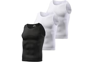 Casey Kevin 3 Pack Men's Gynecomastia Compression Shirt Slimming Shapewear Tummy for Men Sleeveless Workout Tank Top