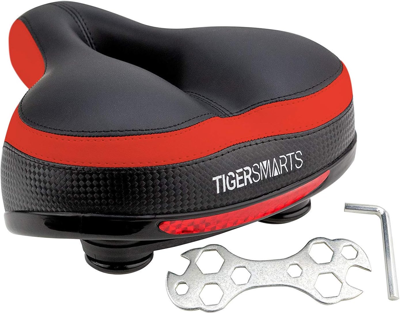 TIGERSMARTS Bike Seat Replacement Padded Comfortable Bicycle Seat with Shock Absorbing Springs- Best Bike Saddle Cushion for Bicycles and Bikes-Improves Riding Comfort