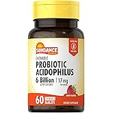 Sundance Probiotic Aciophilus 17mg | 6 Billion Active Cultures | 60 Chewable Tablets | Berry Flavor | Vegetarian, Non-GMO and Gluten Free Supplement