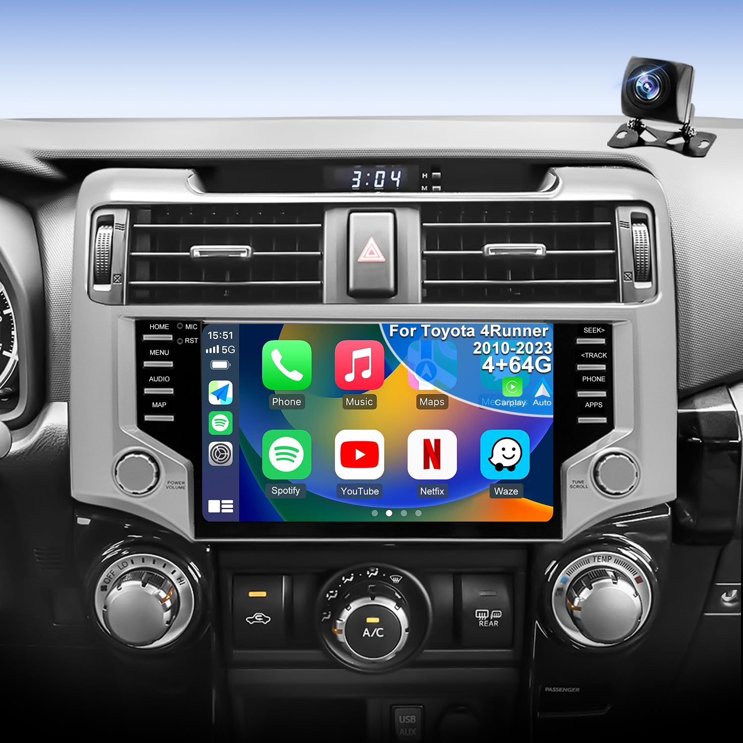 Photo 1 of 4G+64G Upgrade Android Radio for Toyota 4Runner 2010-2024, Head Unit Car Audio 9inch Touch Screen Replacement Stereo Wireless Carplay Android Auto Bluetooth 5GWiFi GPS Navigation FM DSP Backup Camera
