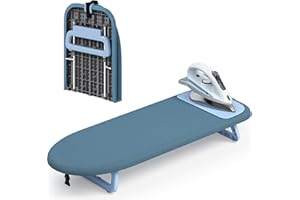 KINGBOARD Tabletop Ironing Board, Small Ironing Board with Iron Mat, Foldable Mini Iron Board, Easy Storage for Travel & Dorm, 12x32 Blue
