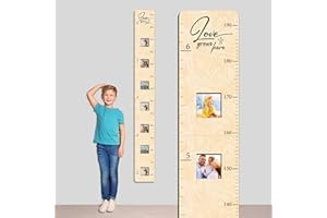 GADNIA Wooden Growth Chart for Kids with Picture Frames, Boys, Girls | Height Growth Chart for Wall, Measuring Chart | Kids Bedroom, Playroom, Nursery Decor, Child's Room Wall Decoration