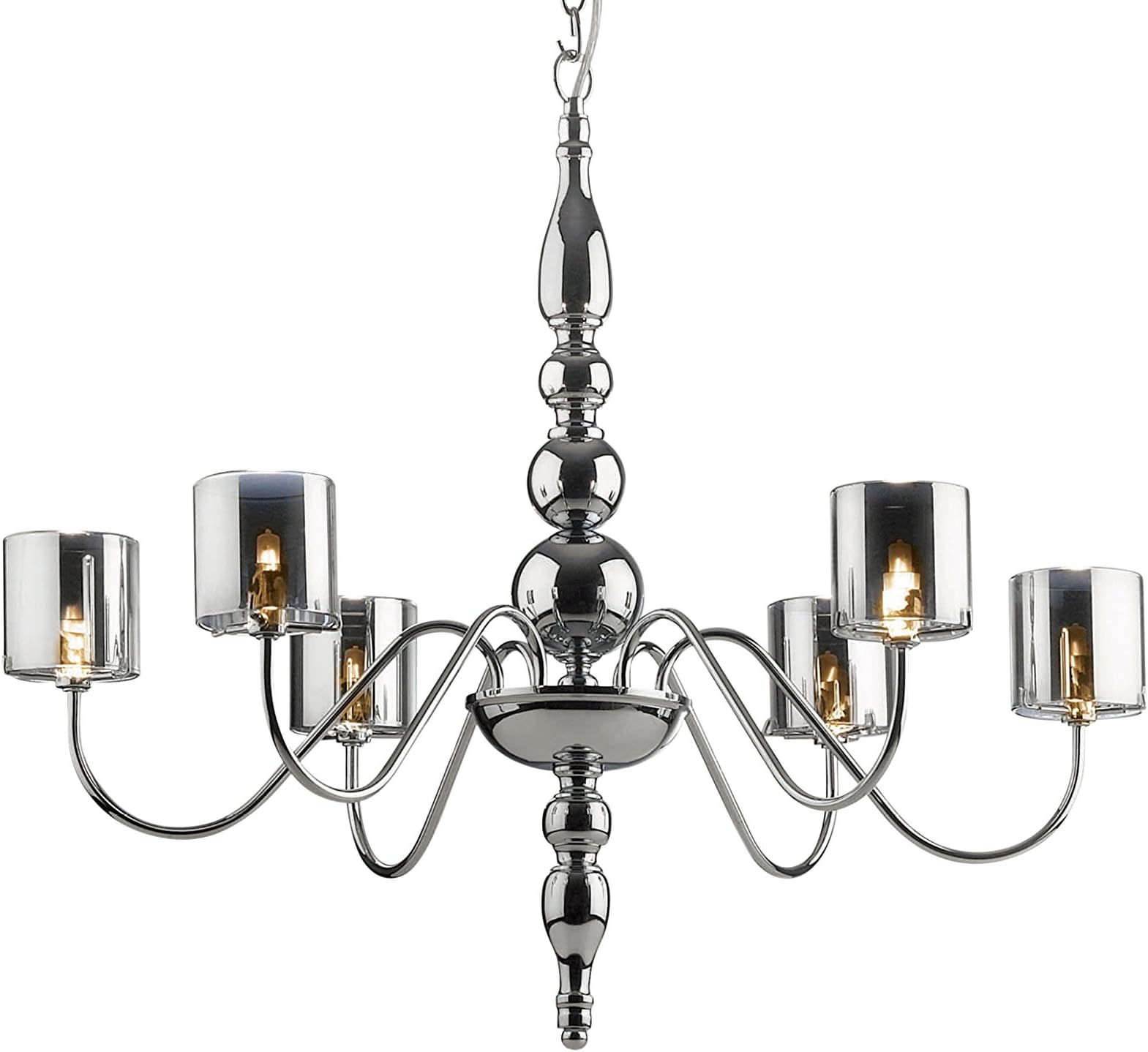 Ideal Lux Duca SP6 G9 Chrome Ceiling Lighting – Lamp (Bedroom, Children's Room, Dining Room, Living Room, Brushed Chrome, IP20, Round, Glass, Metal)
