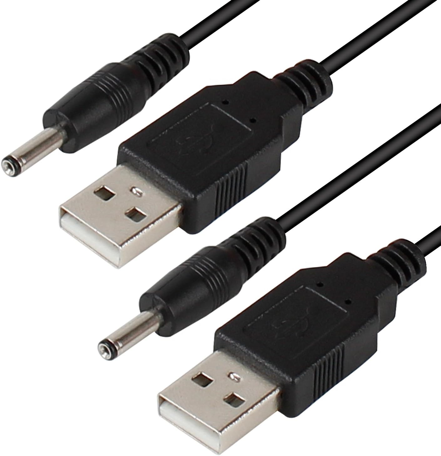 2 Pack USB to DC 3.5mm / 1.35 mm 5 Volt DC Barrel Jack Power Cable 4 Feet