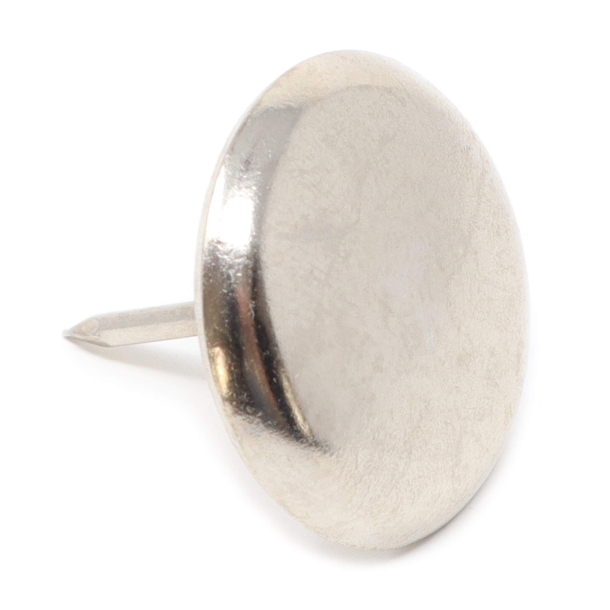 Adsamm® / 32 x Glides in metal with nail | Ø 1,18'' (Ø 30 mm) | silver | round | Premium quality furniture sliders with nail by Adsamm®