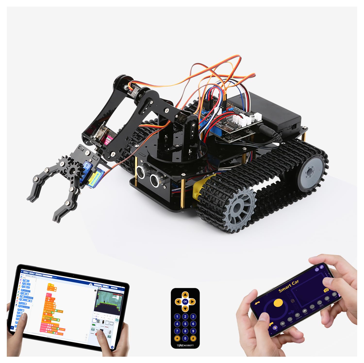 Photo 1 of **Missing parts***Robotics for Kids Ages 12-16, ACEBOTT Smart Robot Arm with 5DOF + Tank Car, STEM Toys Coding Kit Compatible with Arduino & Scratch, App & Remote Control, Gift for Kids & Teens