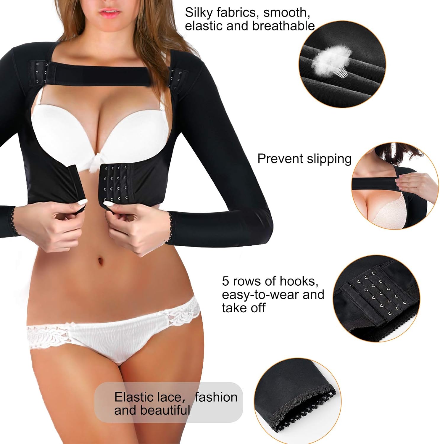 LANCS Women Upper Arm Shaper Post Surgical Compression Sleeves Slimmer Tops Posture Corrector Vest Shapewear at  Women’s Clothing store