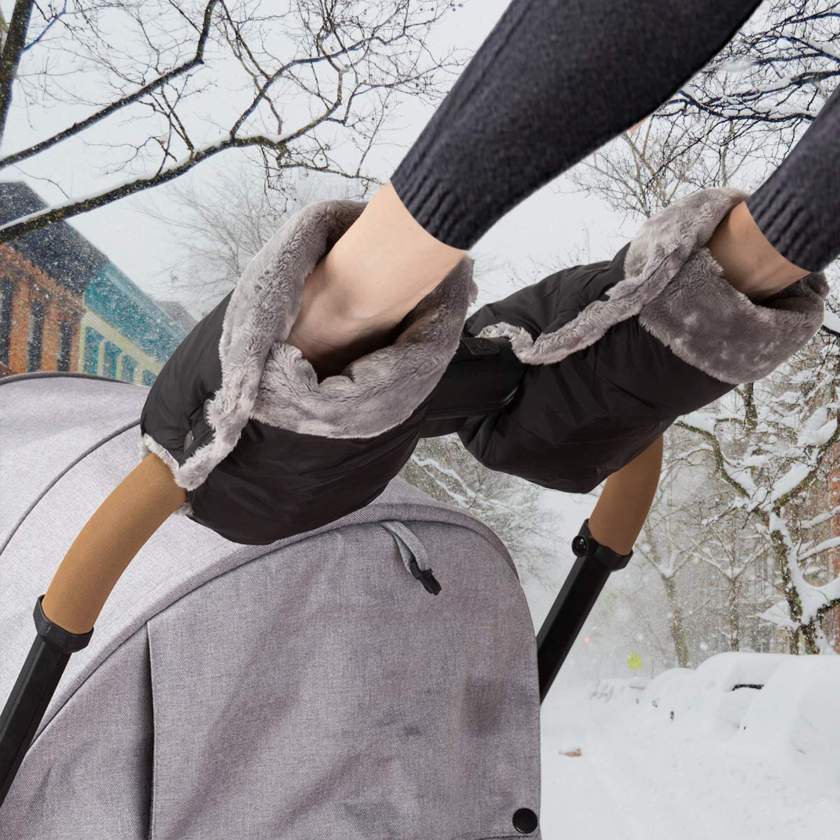 Handwärmer Kinderwagen Handschuhe Handmuff mit warme Fleece und Baumwolle Innenseite Wasserdicht und Winddicht Stroller Handmuff Universalgröße für Kinderwagen, Buggy, Radanhänger