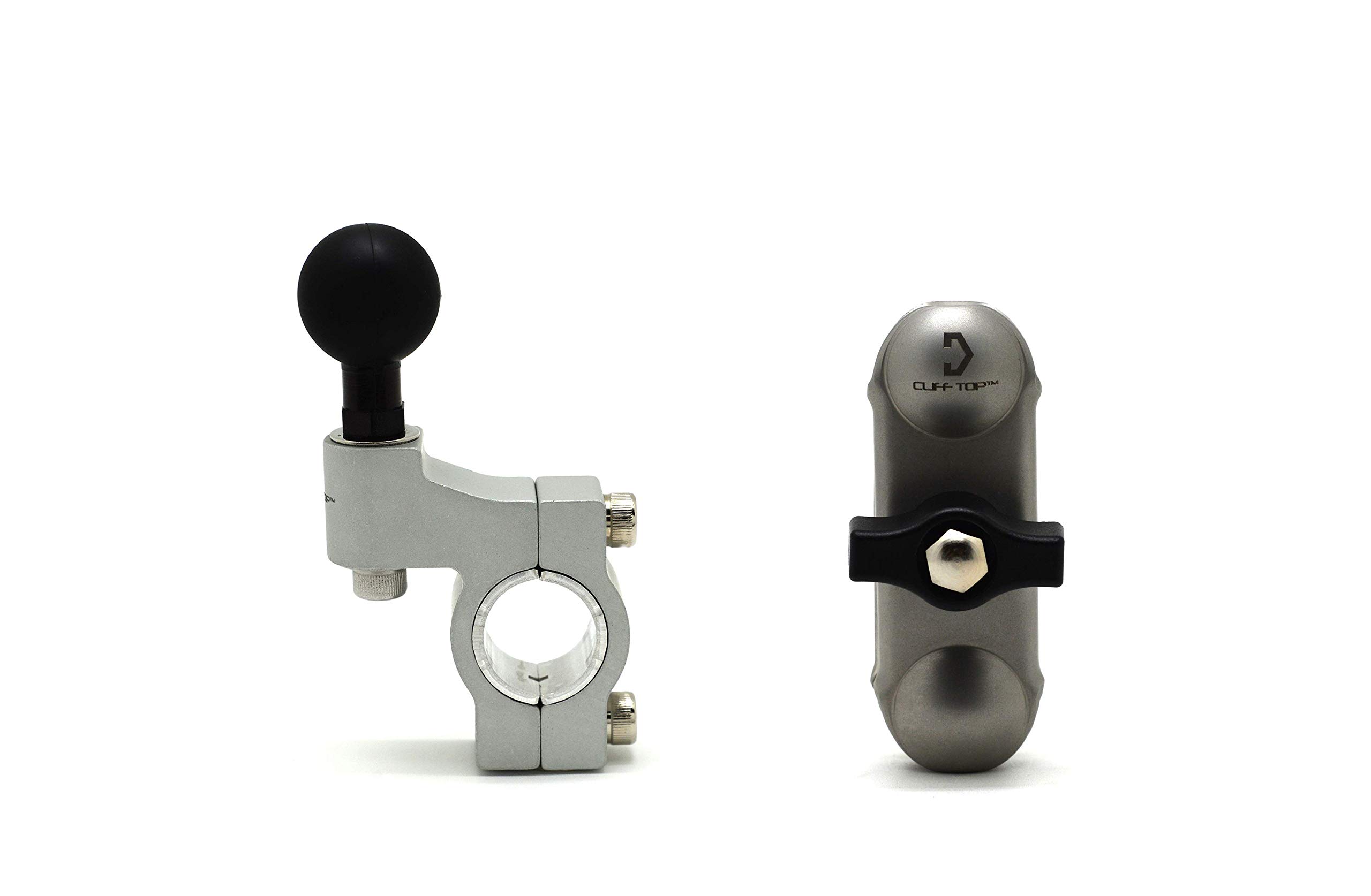 Cliff Top Double Socket Arm + 1 inch Handlebar Mounting Base (Silver)