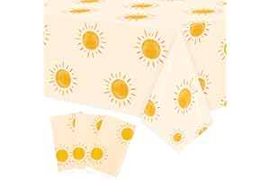 G1ngtar 3Pcs Boho Sun Birthday Party Tablecloths Boho Hippie Sunshine Disposable Plastic Waterproof Rectangular Table Covers First Trip Around The Sun Party Decorations Baby Shower Supplies