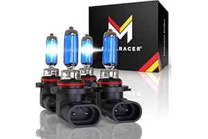 MEGA RACER 9006 9005 Halogen Headlight Bulbs: High Performance High & Low Beam Combo, 5000K Super Bright White Light, 55 Watt, HB3 HB4 Halogen Head Lamp Replacement for Automotive Car (Contain 4 Bulbs)