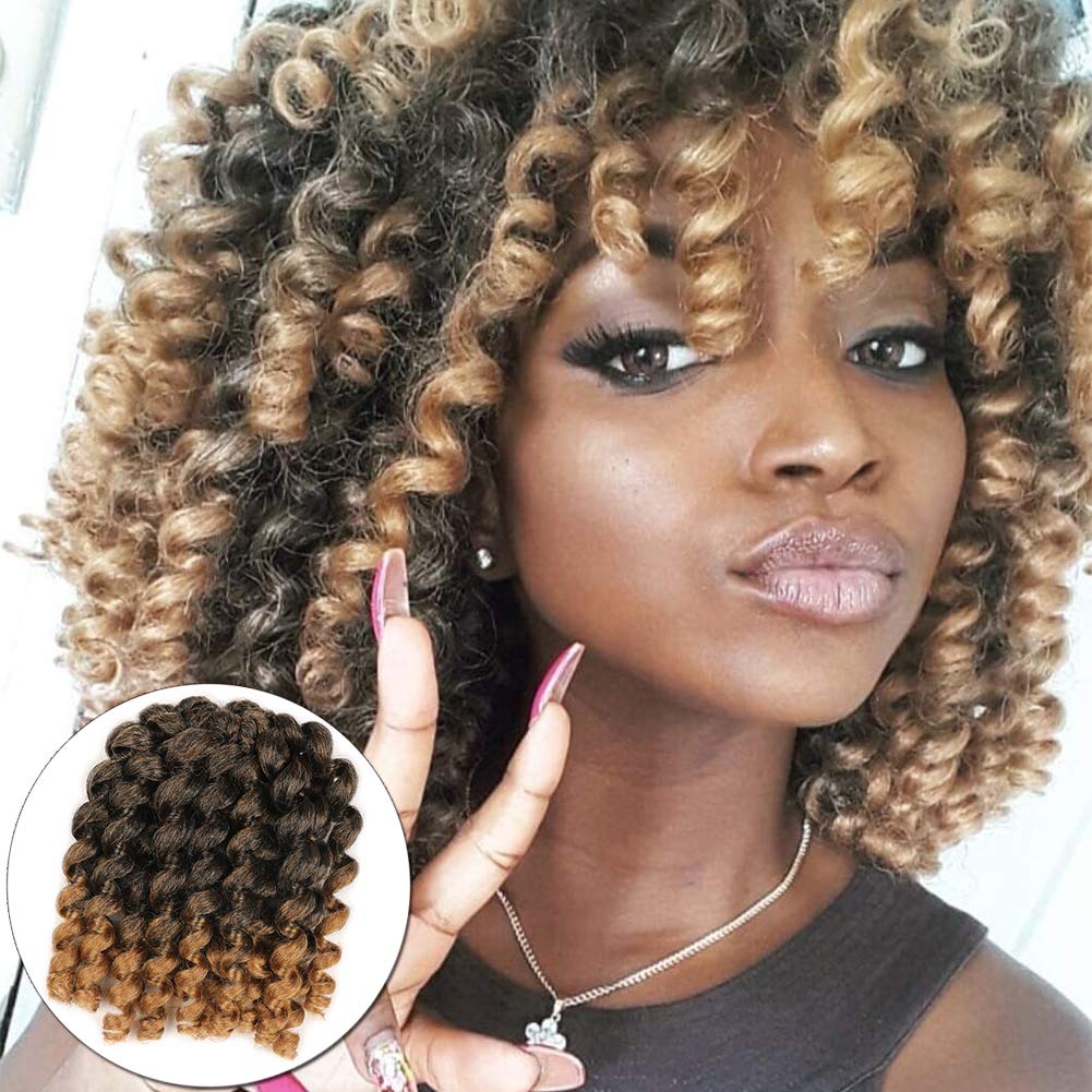 6 Packs Short Wand Curl Spiral Bouncy Jumpy Crochet Hair Afro