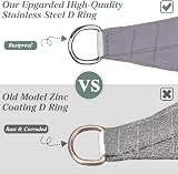 Teynewer 5x5x5m Triangle Shade Sail Waterproof UV 98% Light Grey with Rope view 3