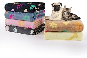 Dono 1 Pack 6 Dog&Cat Blanket, Soft Fluffy Fleece Puppy Blanket for Small Medium Large Dogs Girl, Pink Paw Print Puppy Dog Cat Warm Sleep Mat Blankets Essentials for Dogs