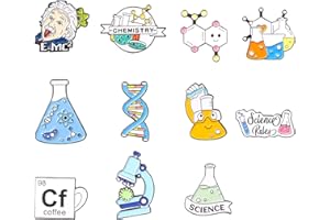 DOKLY 11 Pcs Science Enamel Pin Set for Kids Cute Kawaii Lab Enamel Pins Cartoon Scientist Science Pins Lapel Laboratory Allo