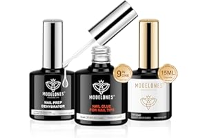 modelones Nail Glue Gel with Top Coat and Prep Dehydrator 3 PCS 15ml 9 in One Gel Glue Kit for Easy Nail Extension, No Wipe Top Coat