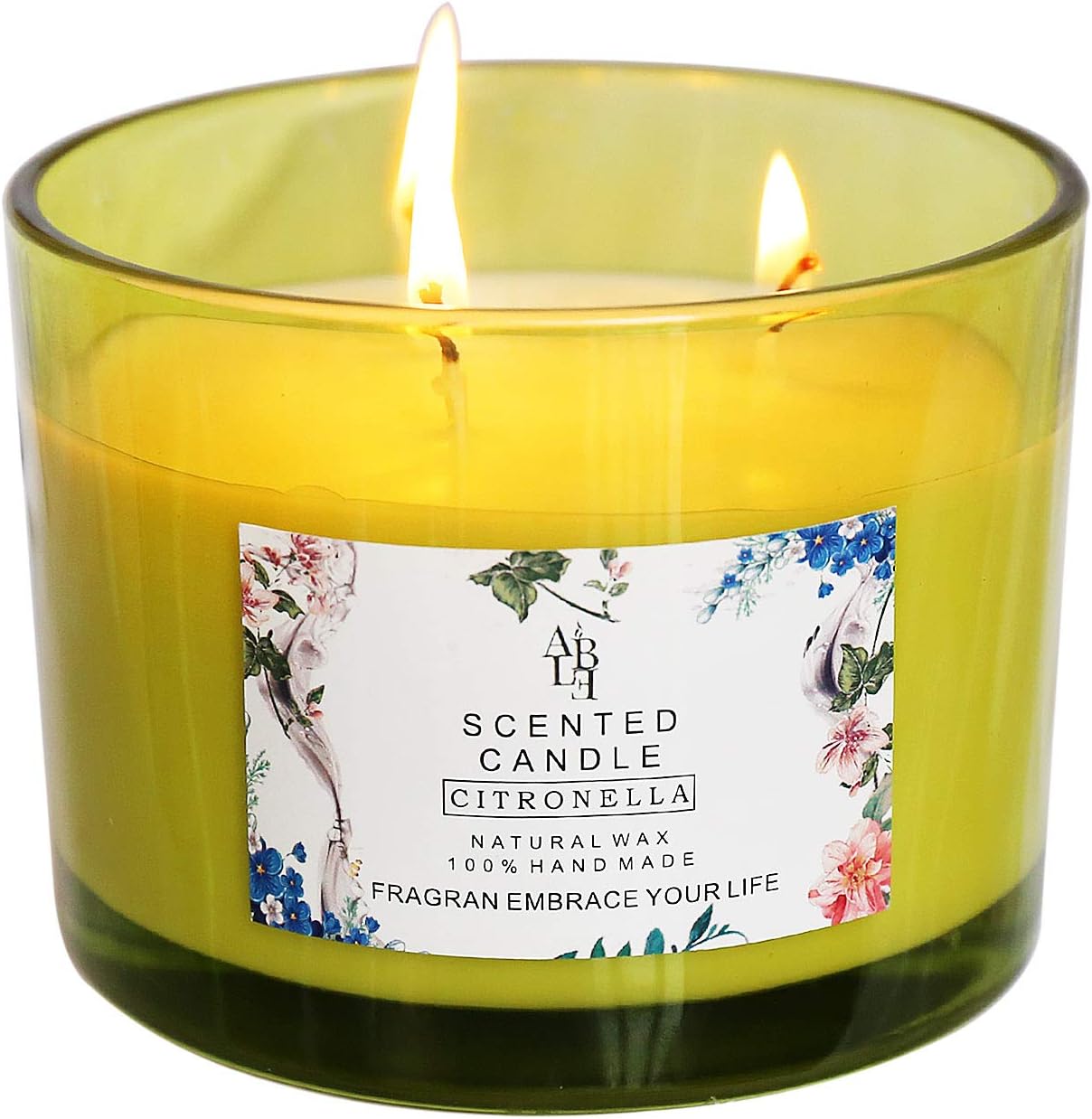 YCYH Citronella Scented Candles Outdoor Indoor Aromatherapy Stress Relief Pure Soy Wax 3-Wick Aromatherapy Candles 80 Hour Burn Long Lasting (14.5 Ounce)