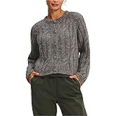 VELVET BY GRAHAM & SPENCER Women's Allison Cable Knit Sweater, Heather Grey, Small