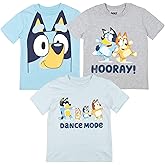 Bluey Shirts 3 Pack, Boys T-Shirts for Summer, Pack of 3 Boys Tshirt, Kids Cotton T Shirt