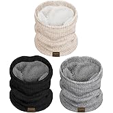 Chalier 3 Pack Neck Warmer for Women Cold Weather Knit Winter Scarf Thick Infinity Neck Gaiter for Men Women