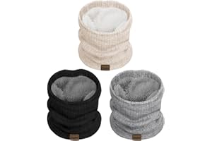 Chalier 3 Pack Neck Warmer for Women Cold Weather Knit Winter Scarf Thick Infinity Neck Gaiter for Men Women