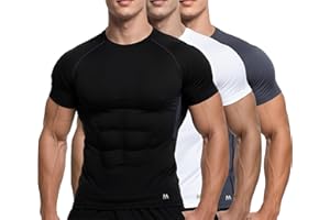 MagnaMan Men's Compression Shirts 3 - Pack: Moisture - Wicking Athletic Baselayer Tops