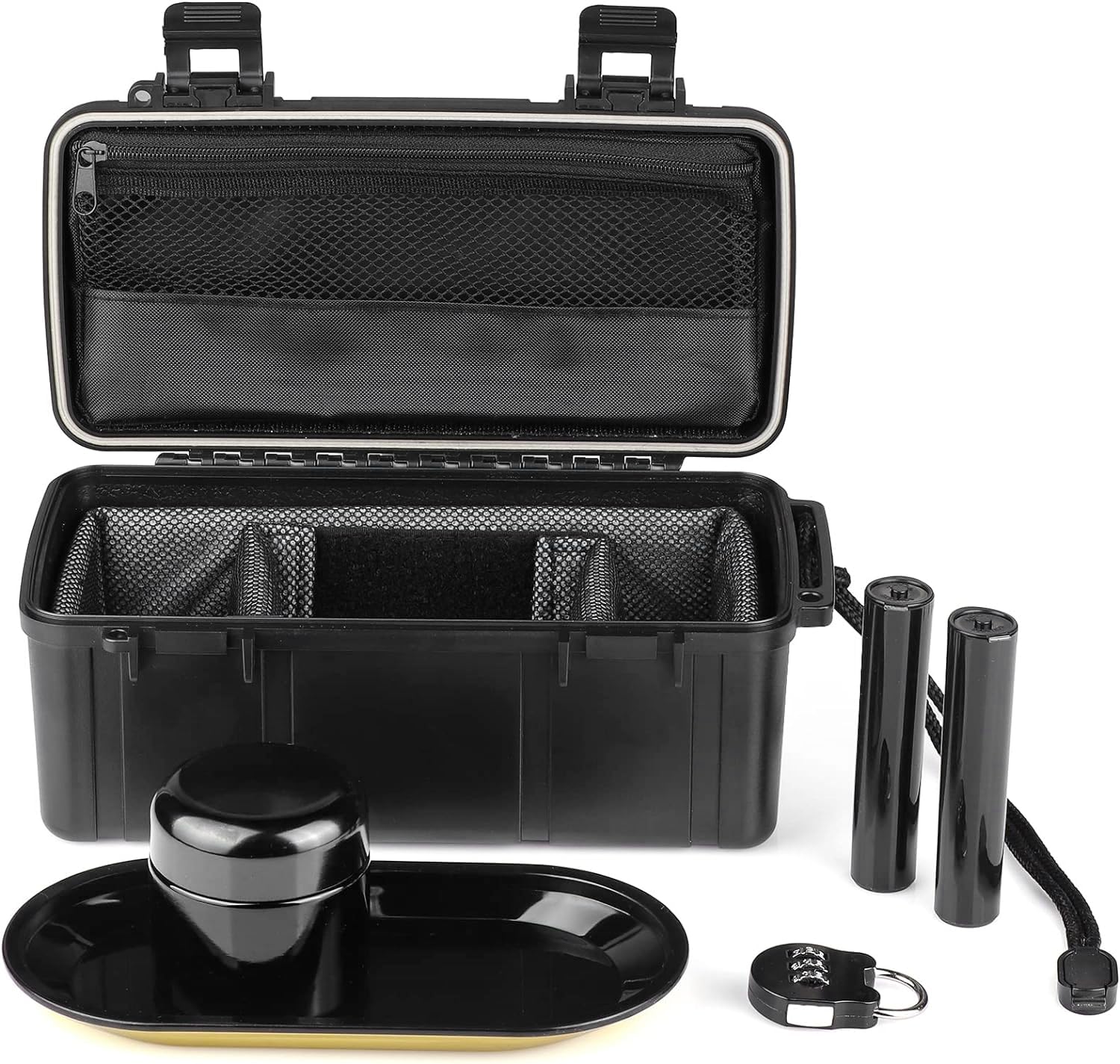 OZCHIN Black Storage Box Resistant Storage Container with Combination Lock Easy Grip Handle ABS Plastic Storage Case Set Great Gift for Men - 24 x 13 x 10 CM